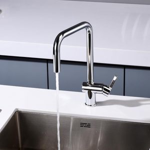 Chrome Modern Design Pull-Down Kitchen <strong>Faucet</strong> High Arch Gooseneck with Adjustable Spray Deck Mounted in Stainless Steel - Product Image 5