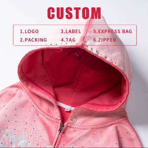 남성용 후드티 라인스톤 지퍼업 코튼 오버사이즈 프린팅 커스텀 애시드 워시 후드티 제조업체 헤비웨이트 후드티 - Product Image 4