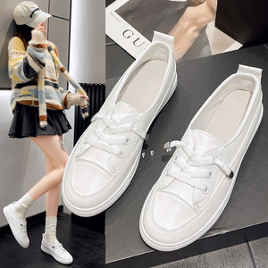Nouvelle Collection Printemps 2026 : Baskets Blanches Tendance, Polyvalentes, Simples et Plates, Chaussures Décontractées pour Femme, Idéales pour le Quotidien et le Skate - Product Image 1