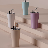 Mug de voyage en céramique à double paroi de 12 oz, personnalisé, écologique, moderne et luxueux, avec couvercle et paille portable, pour boissons froides à emporter – Vente en gros