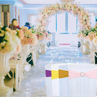 Vente en gros de ceintures de banquet pour les événements de mariage Bourgogne Housse de chaise Bow Stretch Rose Red Gold Ceintures de chaise