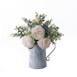 Ramo de Eucalipto y Peonía Artificial Yizhi, Blanco, Decoración para Bodas y Hogar CF01010 - Product Image 5