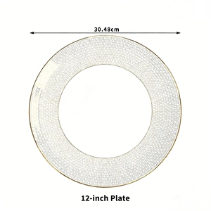 Plato de Cerámica de Porcelana Fina <span class=keywords><strong>con</strong></span> Incrustaciones Doradas, Plato Poco Profundo de Estilo Japonés, Diseño Minimalista, para Servir Filetes y Pasteles - Product Image 6