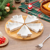 Plateau de service divisé personnalisable de haute qualité, motif sapin de Noël, style nordique, en céramique, compatible micro-ondes