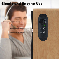 Haut-parleur multifonctionnel en bois USB 2.0 Haut-parleur d'ordinateur avec entrée casque et microphone pour haut-parleur PC