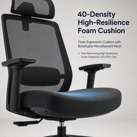 Chaise de bureau ergonomique à dossier haut en maille avec appui-tête, accoudoirs 3D et pivotement à 4 positions