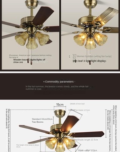 Plafonnier Design Moderne Décoratif de Luxe Vintage Ventilateurs de Plafond Led avec Télécommande Lustres et Lampes Suspendues - Product Image 3