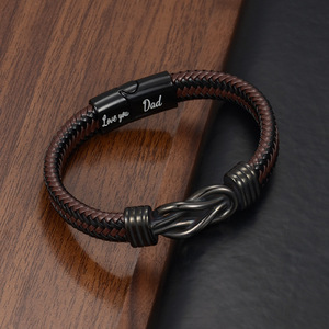 Pulsera de cuero personalizada para hombre, cierre de acero inoxidable, grabado con la inscripción Love You Dad, regalo de joyería, origen Yiwu YM 0431 - Product Image 2