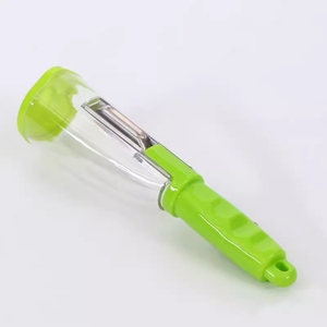 Éplucheur manuel en plastique pour fruits et légumes (carottes, pommes, pommes de terre) avec récipient de rangement - Product Image 3