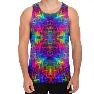 Camiseta sin Mangas con Estampado Psicodélico Reactivo a los Rayos UV para Hombre, Chaleco de Poliéster de Secado Rápido con Cuello Redondo para Fiestas EDM, Rave y Festivales - Product Image 2