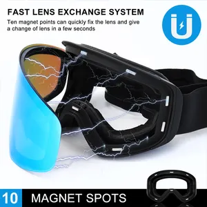 Manufacturer Most Popular Anti-fog OEM UV400 Magnetic Snowboard Glasses Polarized Custom Ski Snow Goggles