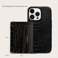 Dompet Kartu Kulit Asli Motif Buaya Mewah Pria Logo Kustom Anti RFID Hadiah Perusahaan Premium Boman Baru