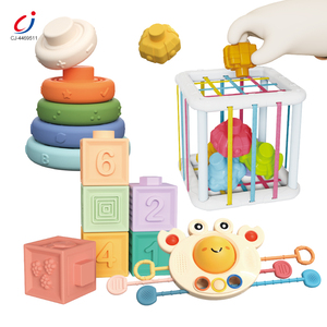 Chengji Baby Montessori Learning <strong>Toy</strong> Colorful Soft Rubber 4in1 Sensory <strong>Toy</strong> Set Stackable Blocks Sensory Training Children's <strong>Toy</strong> - Product Image 1
