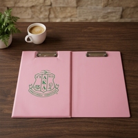 Carpeta Portapapeles de PU Rosa y Verde al por Mayor con Clip Metálico para Documentos, Carpeta de Almacenamiento de Papel Personalizada para Oficina, Fraternidad y Hermandad Griega