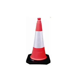红色或多种设计颜色100厘米高度5千克黑色基地工地安全标志PE交通锥用于道路安全