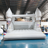 Château gonflable commercial blanc avec toboggan et piscine à balles, ensemble d'équipements de jeu souple en PVC de haute qualité, très demandé pour enfants