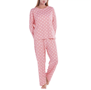 2023 Conjunto de pijama tejido informal personalizado para mujer al por mayor 100% algodón ecológico de alta calidad de manga larga para mujer 2 piezas - Product Image 2