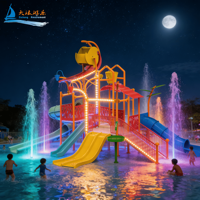 DALANG Gran Parque Acuático Exterior en Oferta, Casa Acuática Familiar Interactiva con Tobogán de Fibra de Vidrio, Combinación de Juegos Acuáticos para Niños