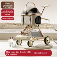 Vente en gros d'usine, chariot pliable pour animaux de compagnie en alliage d'aluminium léger, pliage à un bouton, séparation, chariot pour chien, chariot pour chat, modèle A-8