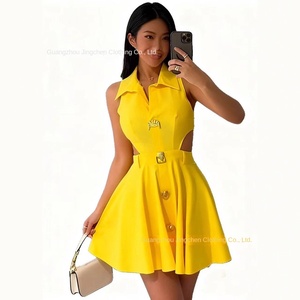 Abito Corto Estivo 2026 Stile Socialite Francese <span class=keywords><strong>con</strong></span> <span class=keywords><strong>Colletto</strong></span> POLO Senza Maniche in Poliestere Antistatico Elegante a Vita Alta Slim Linea ad A - Product Image 4