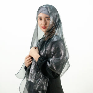 Nouvelles Écharpes en Tissu Métallique Brillant, Organza Doré, Satin Scintillant, Hijab en Georgette Brillante, Foulards en Polyester, Châle en Mousseline - Product Image 1