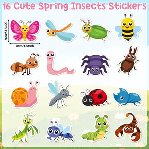 สติกเกอร์การ์ตูนแมลงฤดูใบไม้ผลิ - สติกเกอร์การ์ตูนแมลงน่ารักในฤดูใบไม้ผลิ, สติกเกอร์ไวนิลกันน้ำลายผีเสื้อแมลงฤดูใบไม้ผลิของขวัญ - Product Image 2