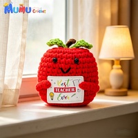 Вязаная крючком красная яблочная игрушка-амигуруми ручной работы, плюшевая кукла-фрукт для декора дома и рабочего стола, подарок