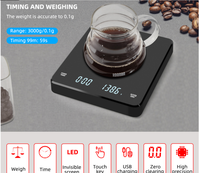 Changxie timbangan kopi cerdas USB, timbangan kopi cerdas Digital espreso Drip kopi memanggang USB 3kg/0.1g hitam akurat dengan Timer