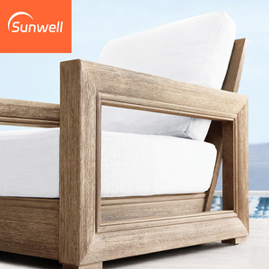 Luxus Outdoor Möbel <span class=keywords><strong>Lounge</strong></span> Set Garten Sofas Wasserdichte Teakholz Freizeit Patio Sofa Sets mit Couch tisch - Product Image 3