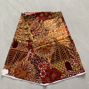 Tissus <span class=keywords><strong>pagne</strong></span> africains <span class=keywords><strong>en</strong></span> coton de haute qualité, imprimés à la cire dorée, tissés et imperméables pour vêtements féminins - Product Image 1