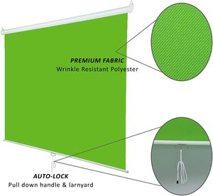 Panneau de clé à fermeture automatique, écran <span class=keywords><strong>vert</strong></span> rétractable, extensible, Auto-verrouillage avec Chroma, tissu <span class=keywords><strong>vert</strong></span> résistant aux rides, 50x1.8x2M - Product Image 2