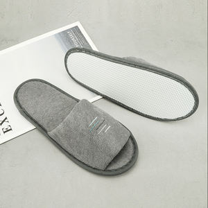 Chaussons d'hôtel jetables personnalisés à bout ouvert en coton éponge avec logo brodé pour SPA <span class=keywords><strong>Airbnb</strong></span> - Product Image 4