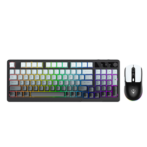 Combinaison <span class=keywords><strong>clavier</strong></span>-<span class=keywords><strong>souris</strong></span> <span class=keywords><strong>sans</strong></span> <span class=keywords><strong>fil</strong></span> rétroéclairé RVB à membrane de 94 touches avec interface USB à déplacement rapide de 4800 DPI de couleur dégradée pour les joueurs - Product Image 5