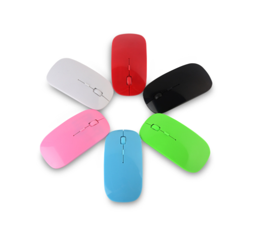 Mini Wireless LED Right-Handed Ergonomic 4-Button 2.4GHz Optical Mouse AA Battery Not-Rechargeable USB Receiver for Laptop