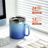 Cadeaux de Noël : Tasse à café avec poignée, gobelet isotherme en acier inoxydable, tasse à thé de bureau avec couvercle coulissant transparent et boîte d'emballage