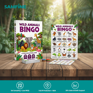 Cartes de Bingo Animaux Personnalisées avec Logo, Impression Heidelberg, Papier Art 350g Certifié FSC CE, Motif Exclusif, Boîte Deux Pièces - Product Image 1