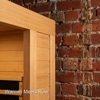 Sauna thermique extérieur en bois de pruche canadienne avec poêle à bois, design moderne