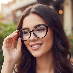 Monture de lunettes tendance punk pour <span class=keywords><strong>femme</strong></span>, nouvelle collection 2026, anti-lumière bleue, œil de chat, miroir plat, <span class=keywords><strong>maquillage</strong></span>, art, street photo, polyvalente - Product Image 3