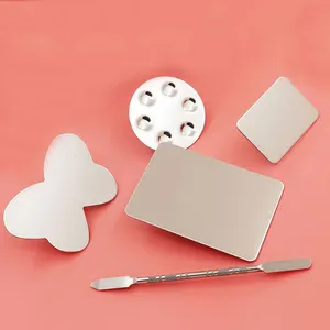 Wholesale Mini Makeup Mixing Palette Stainless Steel Nail Art Cosmetic Ring Palette Foundation Mixing Palette with Spatula Tool