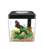 Kit d'aquarium de bureau carré en plastique avec couvercle, lumière LED, filtre, tout en un, avec pompe intégrée, ensemble d'aquarium nano pour betta