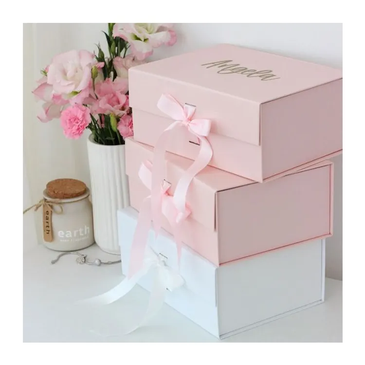 Premium Flat Floding Decoratie Doos Decoratieve Geschenkdozen Papier Bruiloft Favour Bruidsmeisje Voorstel Geschenkdoos Set