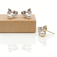 Vente directe d'usine, boucles d'oreilles élégantes de style français, perles, luxe léger, strass, boucles d'oreilles de créateur tendance
