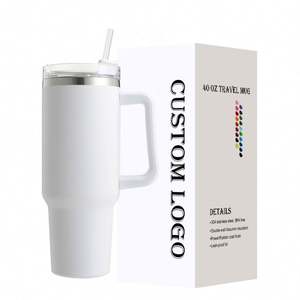 Custom Logo 30Oz <b>40Oz</b> Travel <b>Tumbler</b> Stainless Steel Insulated Vacuum Flask <b>Tumbler</b> <b>With</b> <b>Handle</b> - Product Image 1