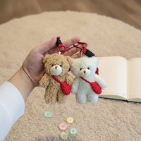 Porte-clés en peluche ours kawaii avec blush, style japonais mignon, breloque pour sac, accessoire pour machine à griffes, pour sacs et sacs à main