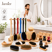 Brosse à vagues 360 JARNIER pour hommes, en bois, moyenne, courbée, pour barbe et cheveux, poils de sanglier durs, personnalisable avec logo, vente en gros