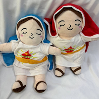 Jouets promotionnels de Noël : Poupée en peluche Marie, jouet souple respirant avec musique et lumières, cadeaux religieux pour anniversaires et Pâques pour enfants