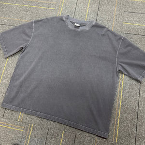 Manufacturer Streetwear Plain T Shirt Boxy Fit Blank 100% Cotton Heavyweight Crewneck <b>Men</b> Oversized <b>Cropped</b> <b>Top</b> Tees <b>Men</b> T Shirt - Product Image 3