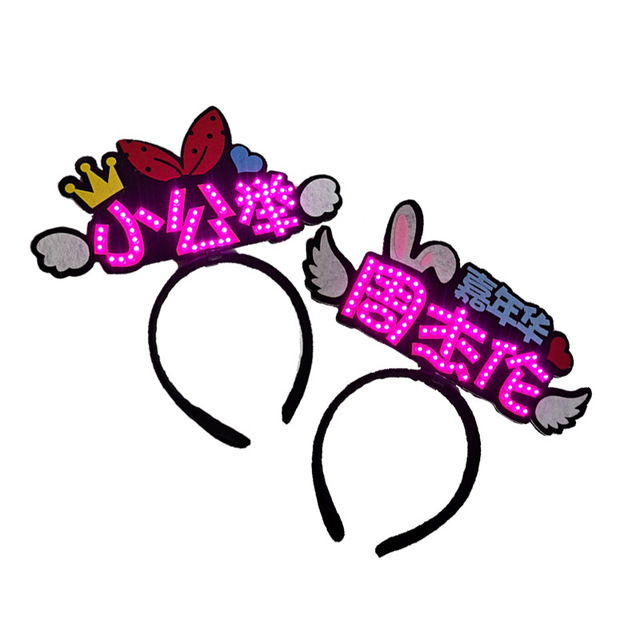Custom Light-Up Kpop Concert Headband Plastic Party Supplies with Lighted Heart Design