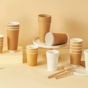 Vaso de Papel Kraft Corrugado Desechable, Ecológico y Biodegradable, con Doble Pared, para Bebidas Calientes, Compostable - Product Image 2
