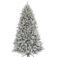 Sapin de Noël Artificiel Floqué de Haute Qualité, Écologique, Forme Complète, 1,5-3 m, Pré-éclairé avec Lumières LED, Conception Articulée, Installation Facile en Intérieur